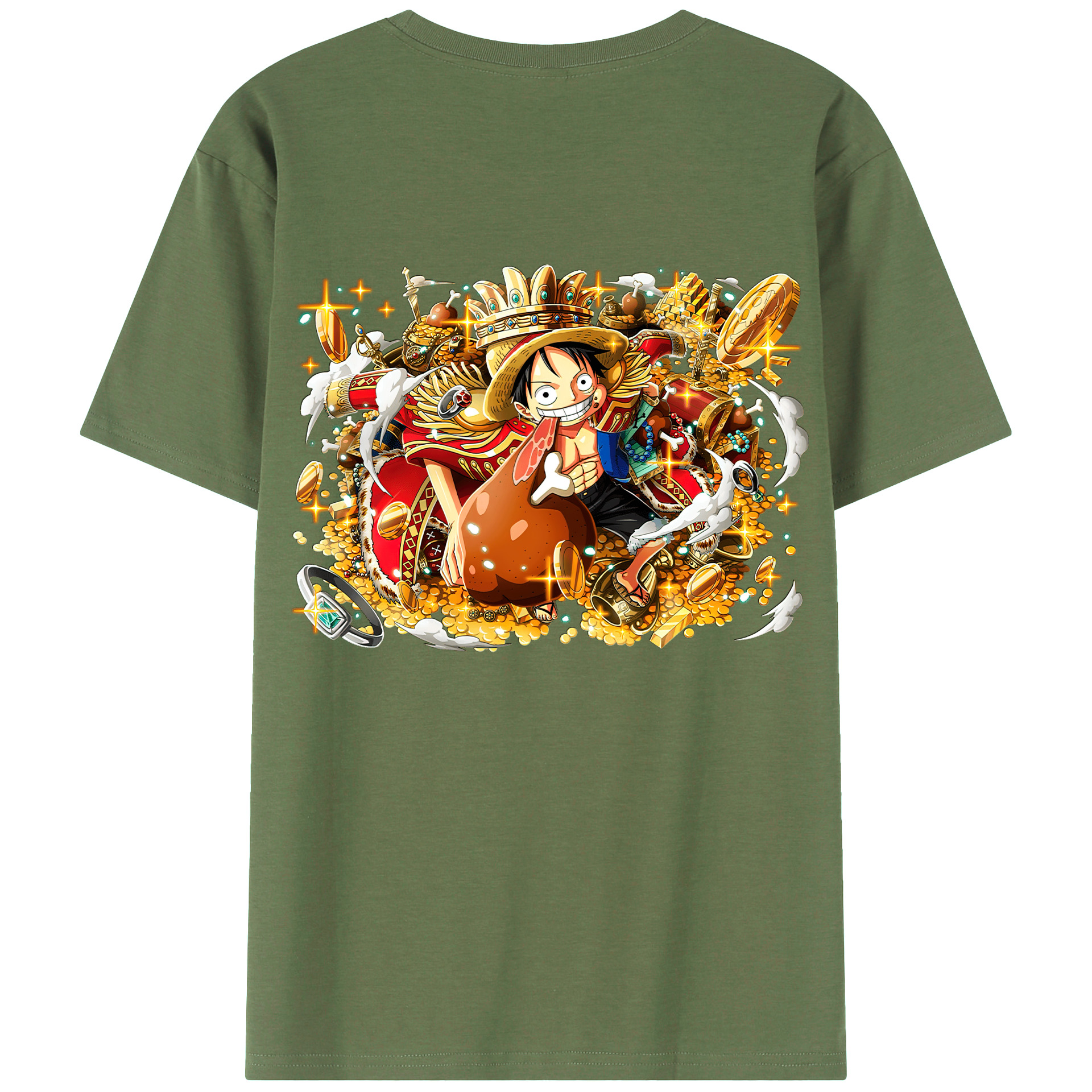 ワンピース モンキー・D・ルフィ ONE PIECE Monkey D. Luffy 綿100％ メンズ半袖Tシャツ（バックプリント） 通気性